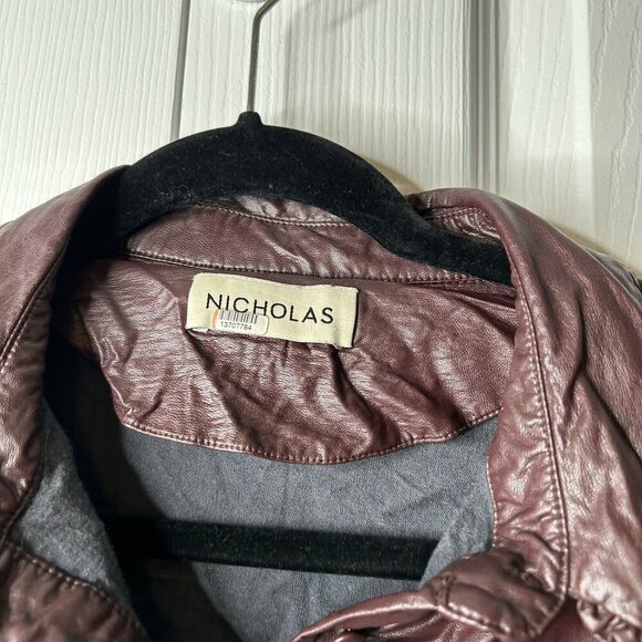 Nicholas Larisa Brown Faux Leather Button Front Midi Dress Women's Size 0 - Picture 4 of 10